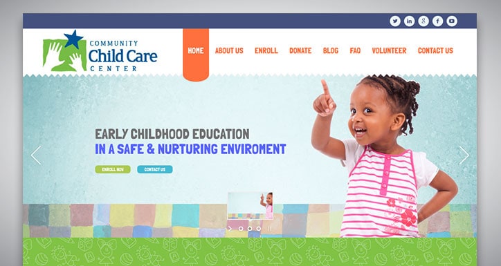 a child care center webpage