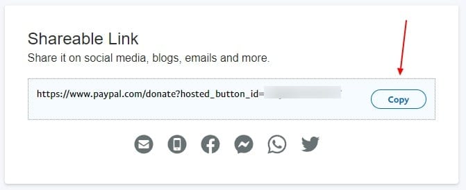 Shareable Link for PayPal donate button link for web design