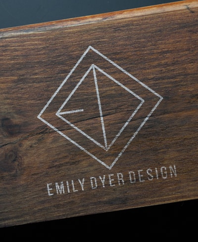 Emily Dyer Design Logo on wood