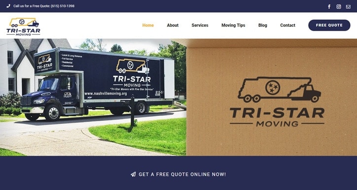 Web design for Tri-Star Moving