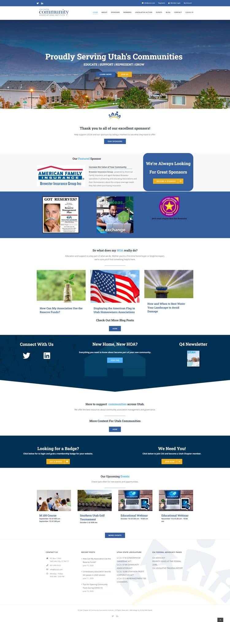 Web design full screen shot for UCCAI