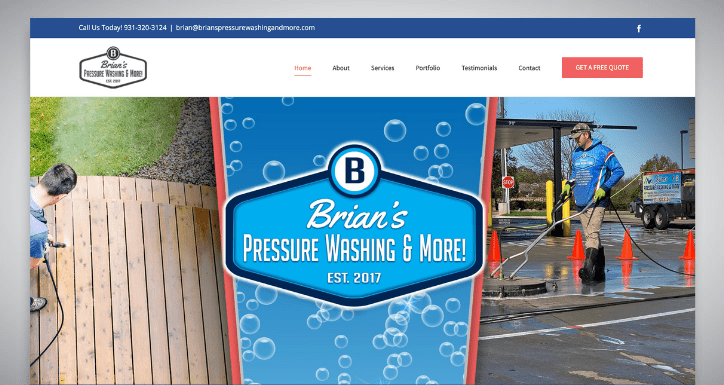 a brian's pressure washing webpage