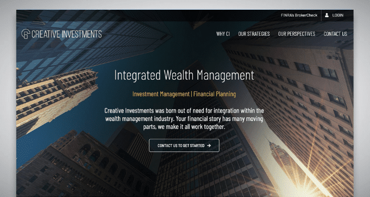 a creative investments webpage